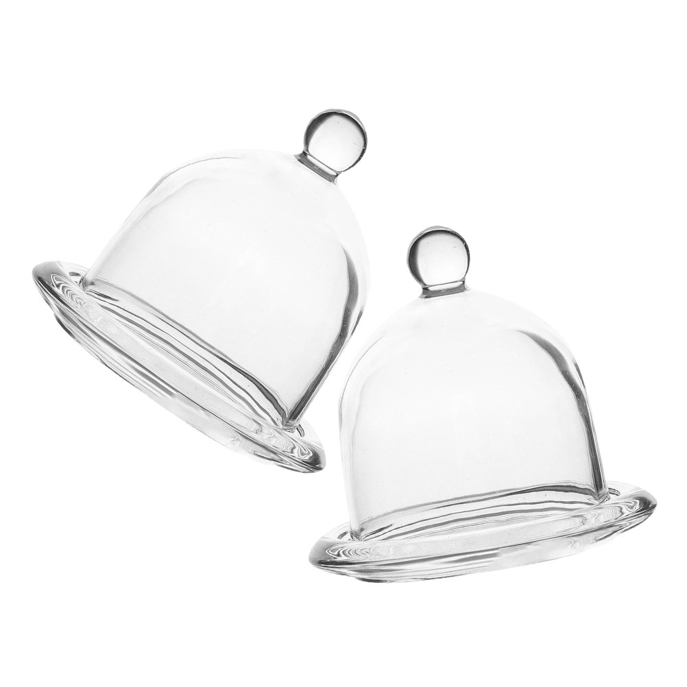 2Pcs Glass Mini Glass Cake Sta - Plastic Dome Clear ulasan dan harga