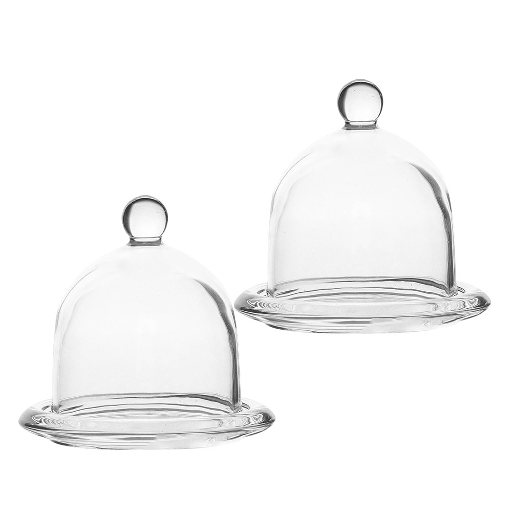 2Pcs Glass Mini Glass Cake Sta - Plastic Dome Clear ulasan dan harga